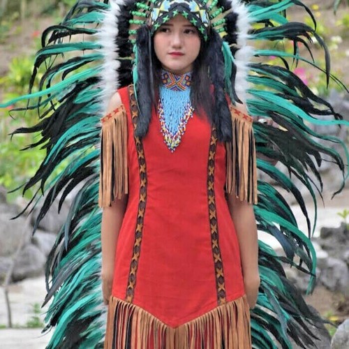 Womens Green headdress indian headpiece 