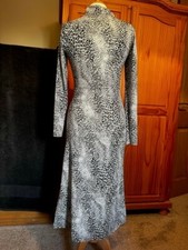 Wednesday's Girl long black & white snow leopard bodycon dress size medium