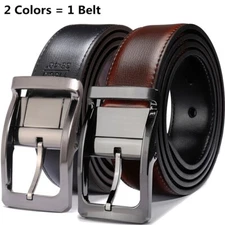 Men's Genuine Leather Belt straps Rotated casual formal Two In One adjustable