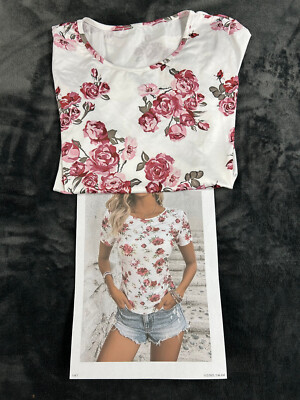 Cloud 5ive Women's Floral Print Crew Neck Shirt - Small - NEW