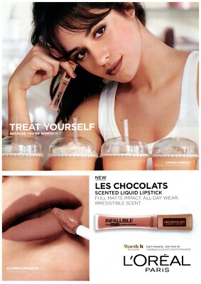 PRINT AD, 2018 L'Oreal Paris Makeup Camila Cabello Pinup Les Chocolats Lipstick
