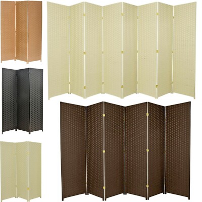 3 4 5 6 7 8 10 Panel Room Divider Privacy Screen Weave Design Fiber Black Brown