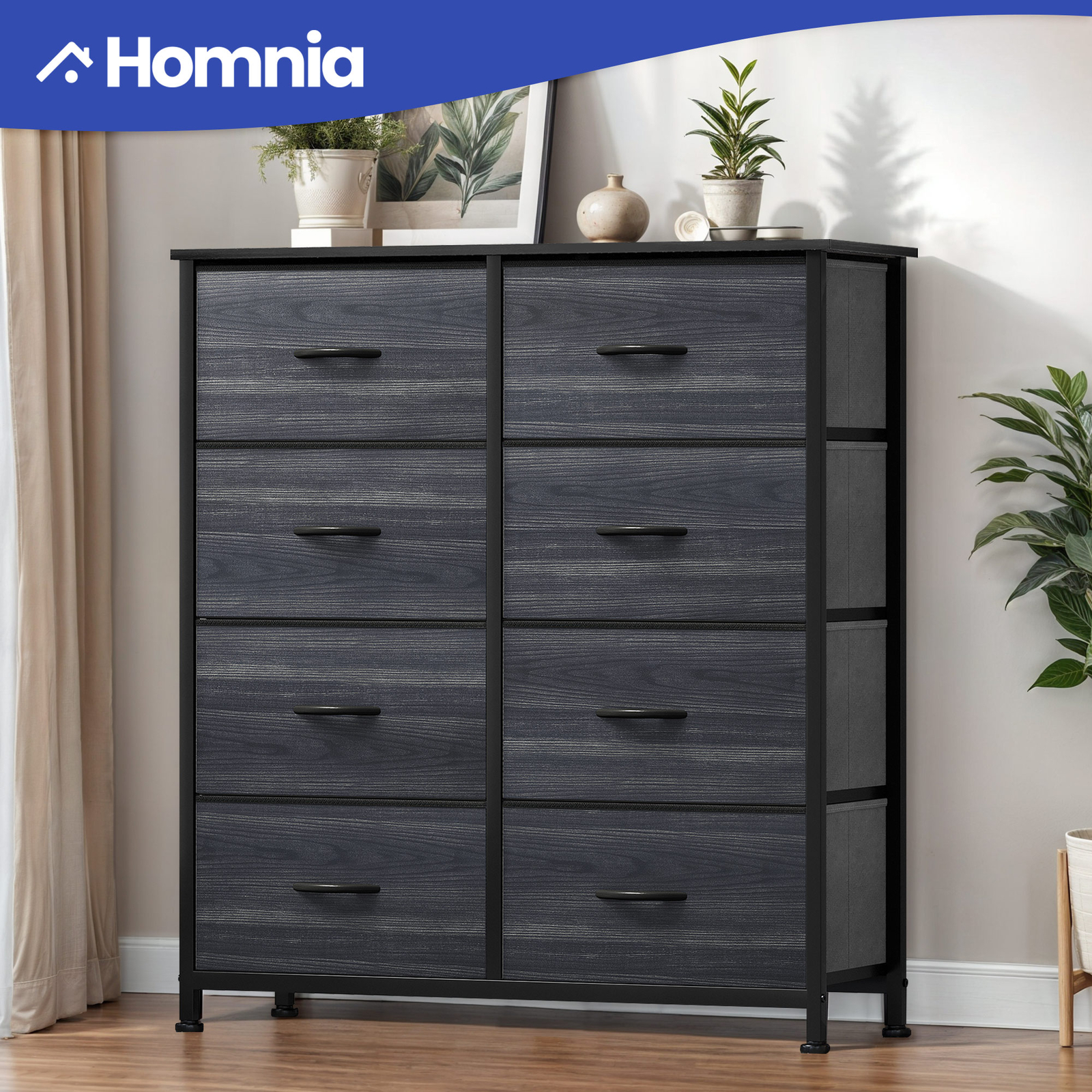 Gray Fabric 8-Drawer Dresser Bedroom Storage Tower Organizer Cabinet