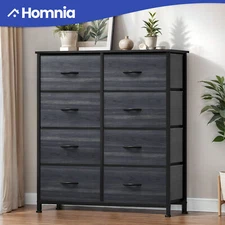 8 Drawers Dresser Gray Fabric Bedroom Chest of Cabinet Storage Tower Organizer