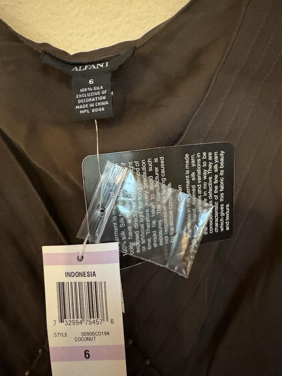 Alfani Sleeveless 100% Silk Shirt/Blouse Size 6 | eBay