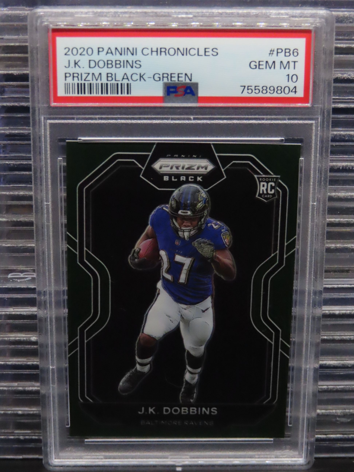 JK Dobbins Panini Chronicles Prizm Black #PB6 Green