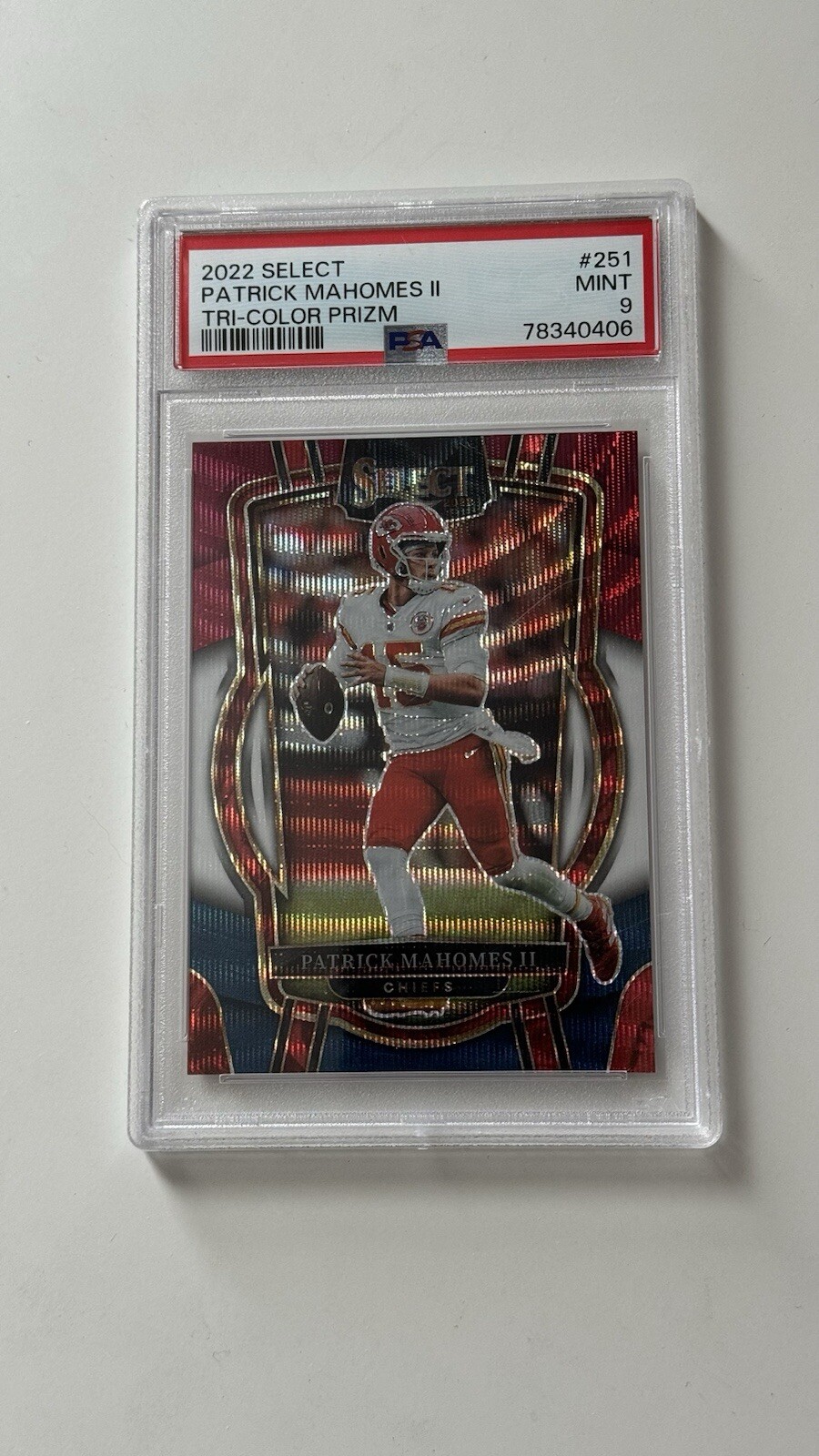 2022 Panini Select #251 Patrick Mahomes II - Tri-Color Prizm /149 - PSA 9