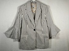 Cabi Striped Blazer Jacket Size 4 Bell Sleeve Lightweight Preppy Career Office