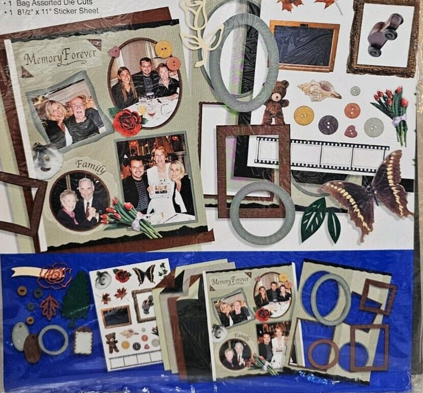 WT Classic Scrapbooking Kit Make 10+ Pages Stickers Sheet Paper Frames Mat Tags