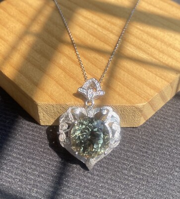 925 Silver Natural Green Quartz Crystal Necklace with Pendant