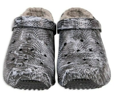 Simply Southern Fleece Lined Clogs Gray Snakeskin size Men