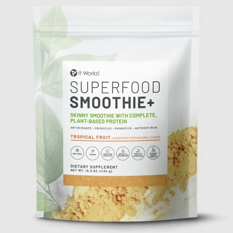 Lote de 7 ¡Funciona! Superalimento SMOOTHIE+ Fruta Tropical Batido Flaco Base Planta Foto 2 de 4