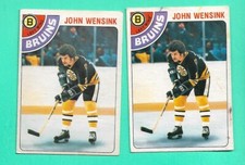 (2) JOHN WENSINK 1978-79 O-PEE-CHEE # 133 BRUINS ROOKIE CREASED CARD (H8025)