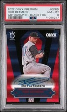 2022 Onyx Premium AUTOGRAPH Black Foil 6/12 REID DETMERS Anaheim Angels PSA 8