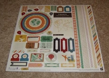 Basic Grey 12x12 Sticker Sheet ~ Travel Carte Postale Collection