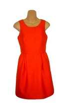 J. Crew Sheath Dress Bright Orange Short Scoop Neck Sleeveless Wool Silk Size 0
