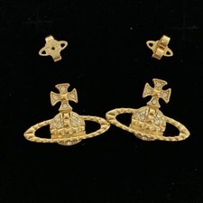 Vivienne Westwood Earrings Pierce Orb Gold 2.5 cm w/drawstring EJ144