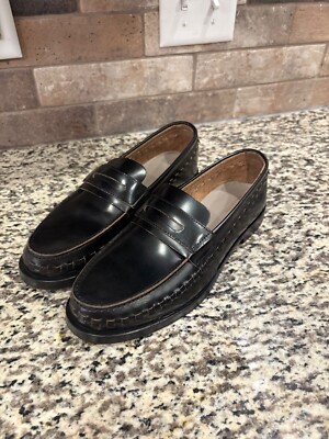 AllSaints Sofie WF643Y Loafers Women's US 10 Black Leather Slip On Shoes
