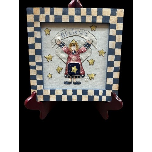 Country Angel Believe Star Knopf 7,25" x 7,25" Schachbrett Nadelspitze - Bild 1 von 2