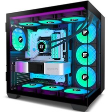 F600 PC Case - Pre-Installed 7 PWM ARGB Fan, ATX Mid-Tower Gaming PC Case, 27...