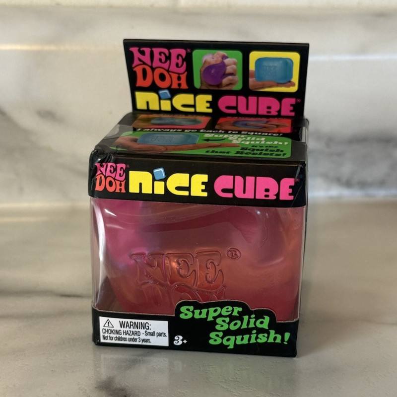 New & Sealed Needoh Nee Doh Nice Cube Schylling Super Solid Squish Squeeze Pink