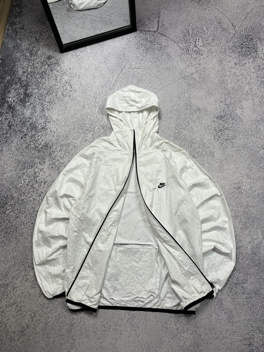 M*O様 【90s NIKE】 white×black nylon jacket Vintage Nike Lightweight White Swoosh Nylon Packable Jacket Men's
