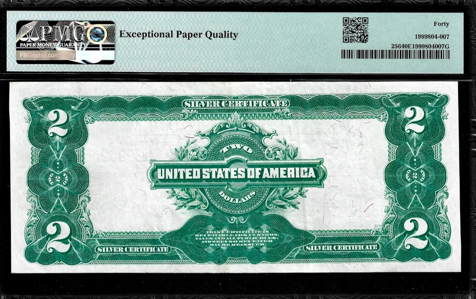 Ultra PQ Large Size Deuce 1899 US Silver Certificate $2 Note PMG EF40 EPQ - Image 2 of 2
