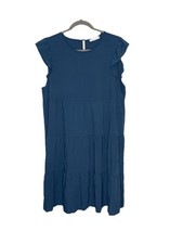 Kirundo Women’s Blue Rayon Blend Flutter Sleeve Dress Size L