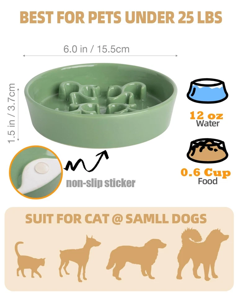 Slow Feeder Dog Bowl, 0.6 Cups Ceramic Dog Food Dish for Fast Eaters Small Br... - Image 3 of 4