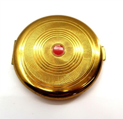 Vintage COTY Airspun Ladies Powder Compact Round with Red Bullseye 3.25'' French