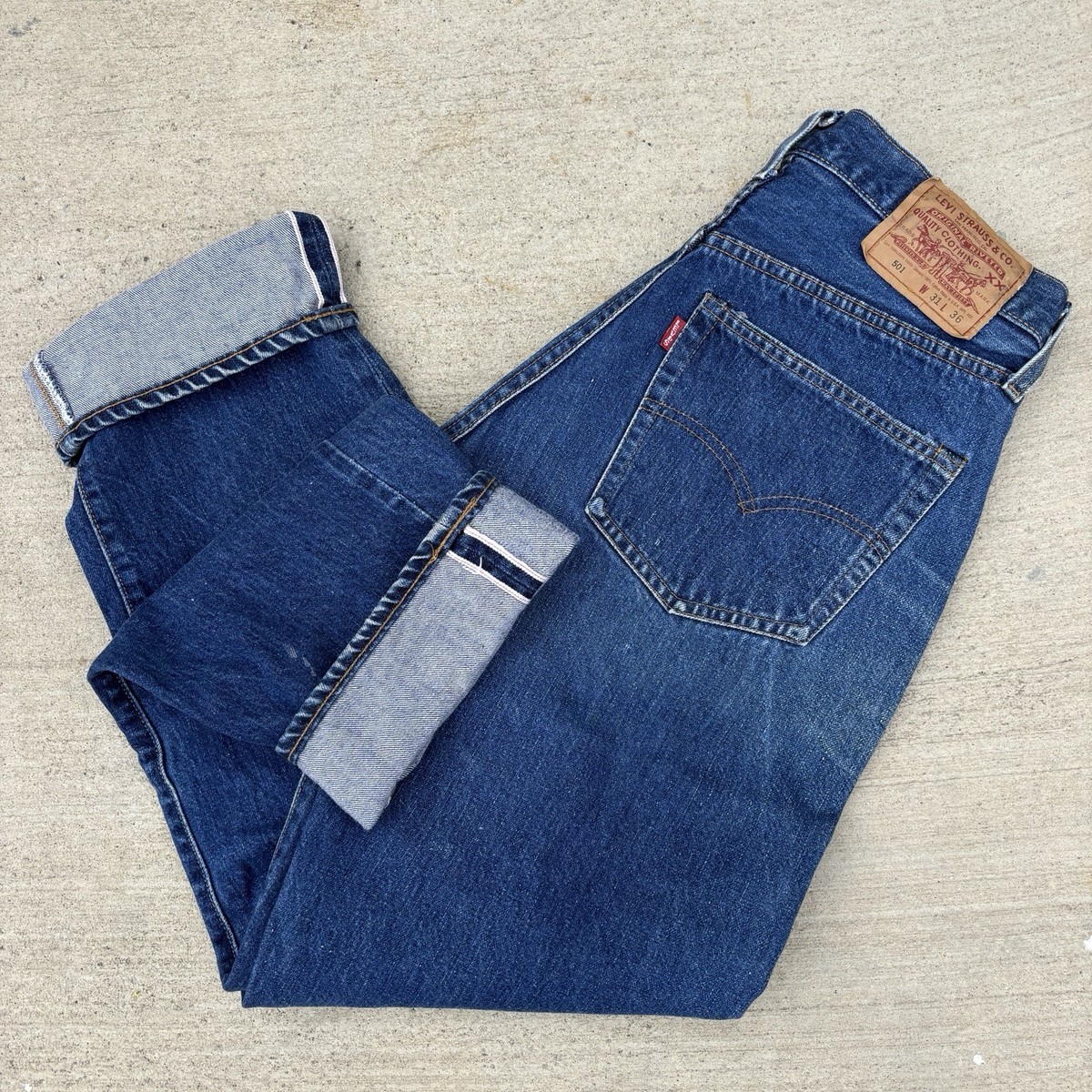 VTG 90s Levis Big E 501 Selvedge Jeans Denim 110 Years Anniv #555