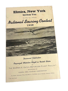 1939 NATIONAL SOARING CONTEST ELMIRA NY GLIDER AVIATION BROCHURE - #874