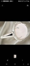 925 Sterling Silver Pink Qz W/ Clear Stones Ring Size 8
