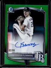 2025 Bowman Draft Cooper Flemming Chrome Auto Green Refractor 1st #/99 Rays