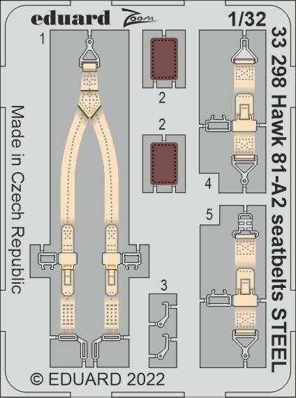 Eduard Accessories 33298 - 1:32 Hawk 81-A2 Seatbelts STEEL 1/32 - New