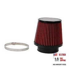 Red 3" 76mm Inlet Cone Replacement Dry Air Filter High Flow Car 3" 76mm