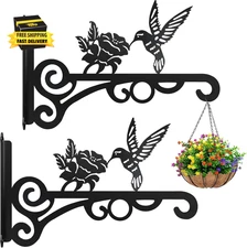 2-Pack 10 Inch Aesthetic Plant Hangers Outdoor – Metal Hanging Plant Bracket wit