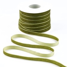 Moss Green Velvet Ribbon Single Face Olive 3/8 Inch x 25 Yards Gift Wrapping