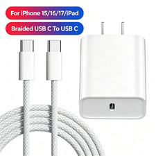 USB C Fast Charging Block for iPhone 17 Pro Max/17 Air/16/15 Plus/ Type C Cable