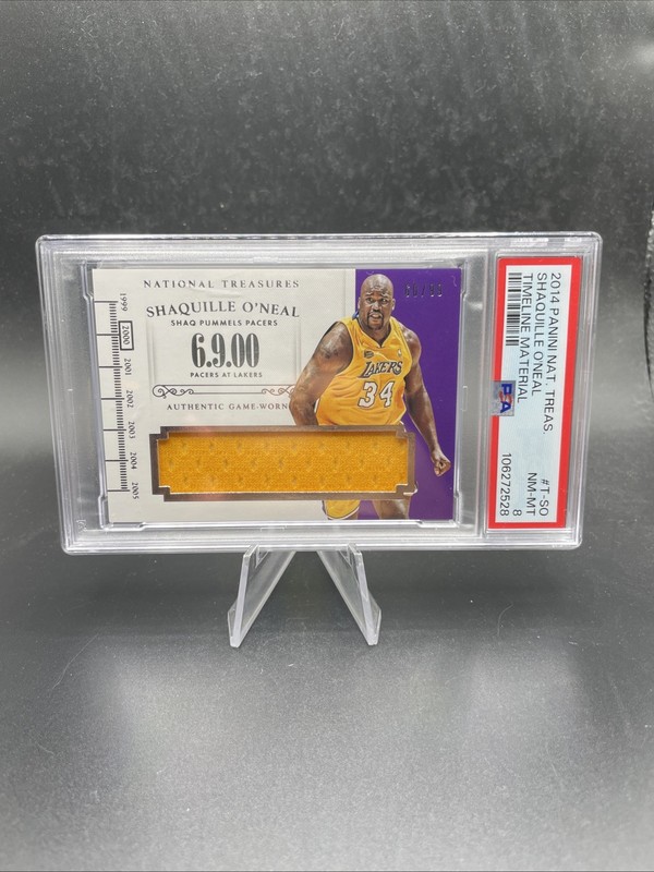 SHAQUILLE O'NEAL 2014-15 NATIONAL TREASURES GAME WORN PATCH /99 PSA 8 Q0902
