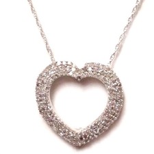 10K white gold Diamond heart pendant with chain