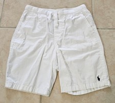 Polo Ralph Lauren Boys White Cotton Stretchy Waist Shorts Pony Logo Size 7