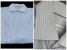 ETON CONTEMPORARY POPLIN DRESS SHIRT BALANCE STRIPE PURPLE PINK WHITE 42 16.5