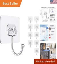 Versatile 10PCS Waterproof Adhesive Wall Hooks - Heavy-Duty, Invisible Design