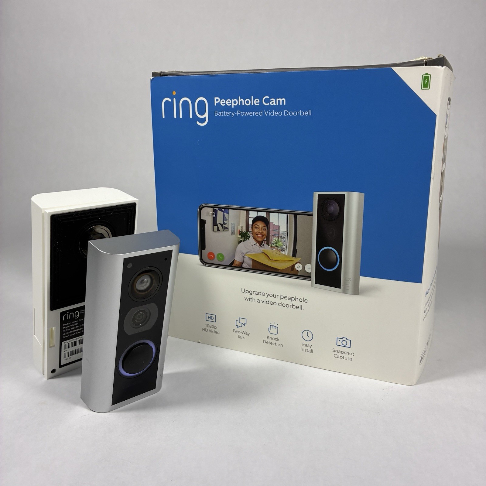 Battery-Powered Ring Peephole Camera Video Doorbell Complete Open Box