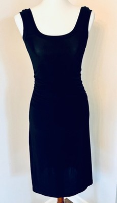 Boston Proper Knit Black Sleeveless Dress XS Ruched Side Seam Low Back