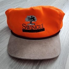 Vintage blaze orange rope hat with suede brim