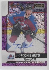 2017-18 O-Pee-Chee Platinum Rookie Autos Violet Pixels Tyson Jost #R-TJ Auto n1u