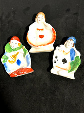 Occupied Japan Lady Flapper Card Suit Dishes - Heart/Diamond/Spade