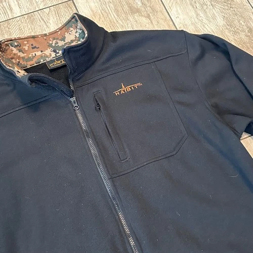 Habit Mens Black Solid Long Sleeve Camo Mock Neck Full Zip Jacket Size XLarge image 2